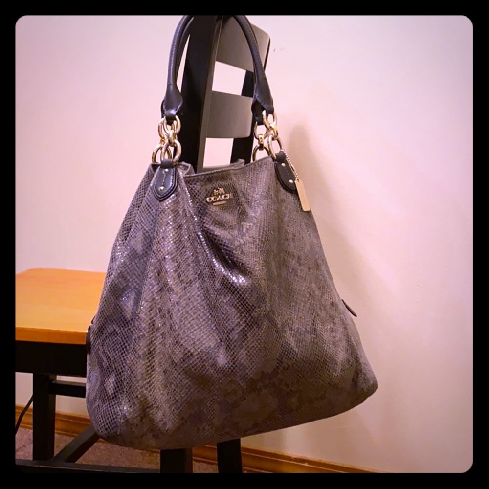 COACH Genuine Leather Snake Skin Large Purse